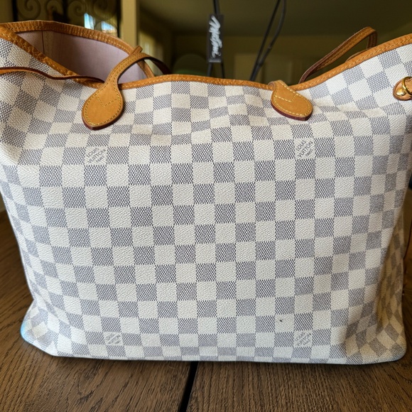 Louis Vuitton Handbags - Well Loved, Still Stunning LV Neverfull Damier Azur Rose Ballerine